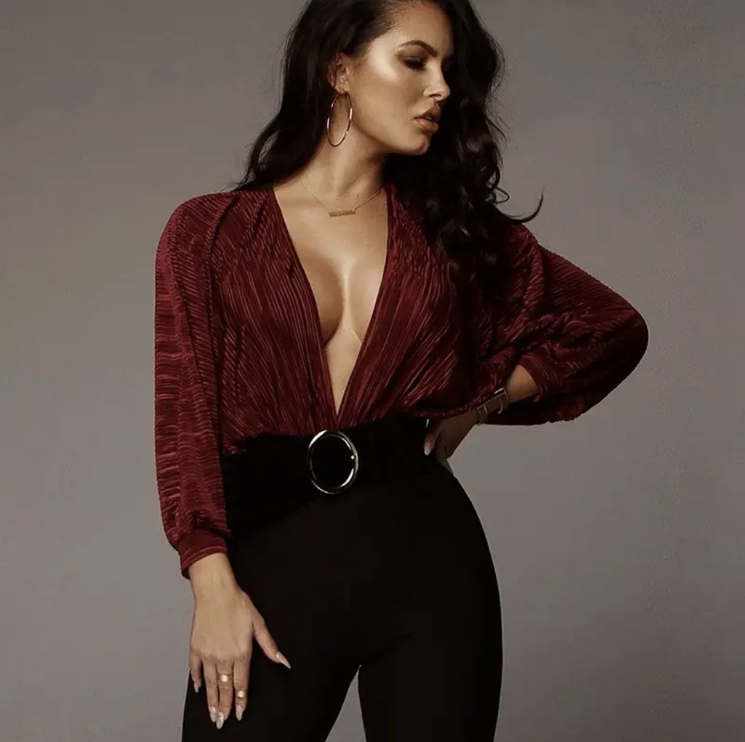Plissé Plunge Bodysuit - product photo