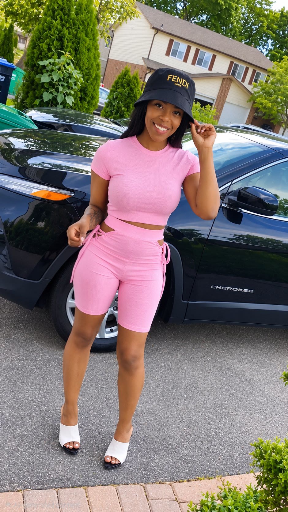 Blush Lace-Up Two-Piece Set - worn by model