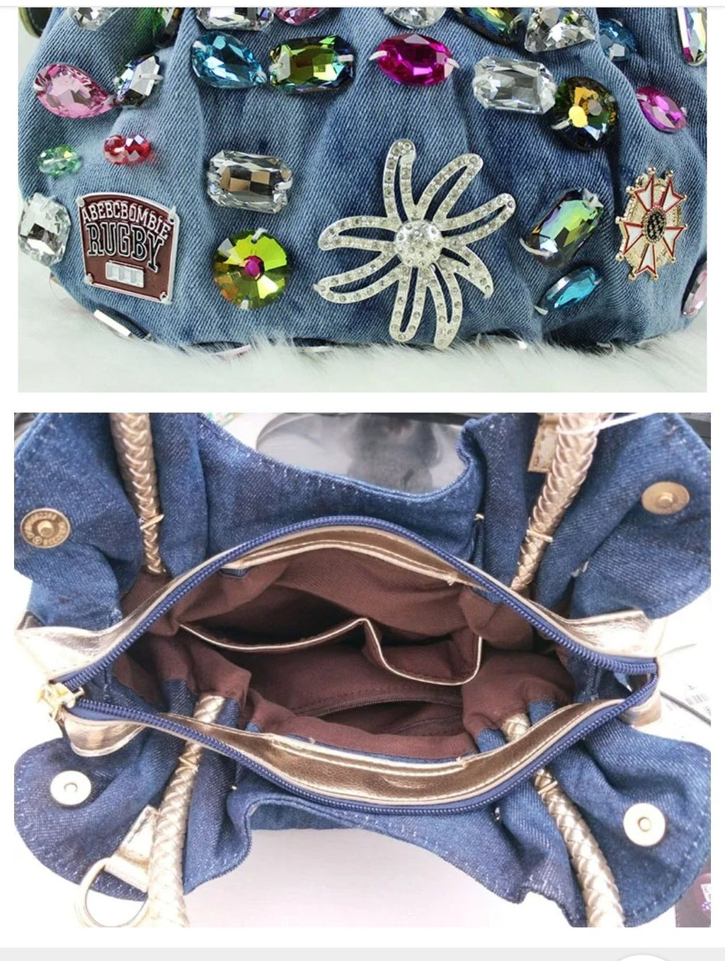 Bedazzled Denim Purse - detail