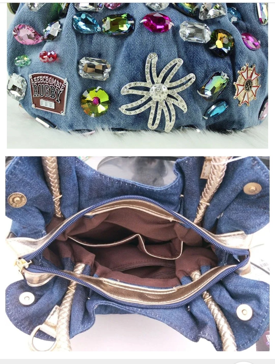 Bedazzled Denim Purse - detail