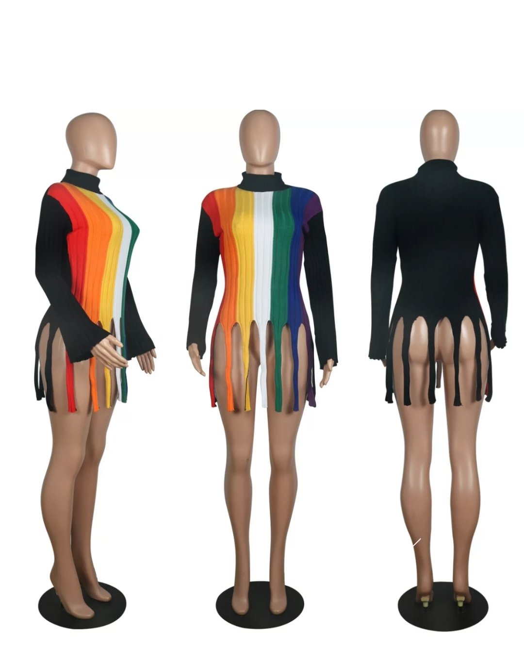 Rainbow Fringe Sweater - front view