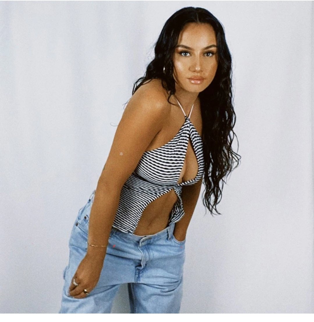 Stripe Tease Halter Top - front view